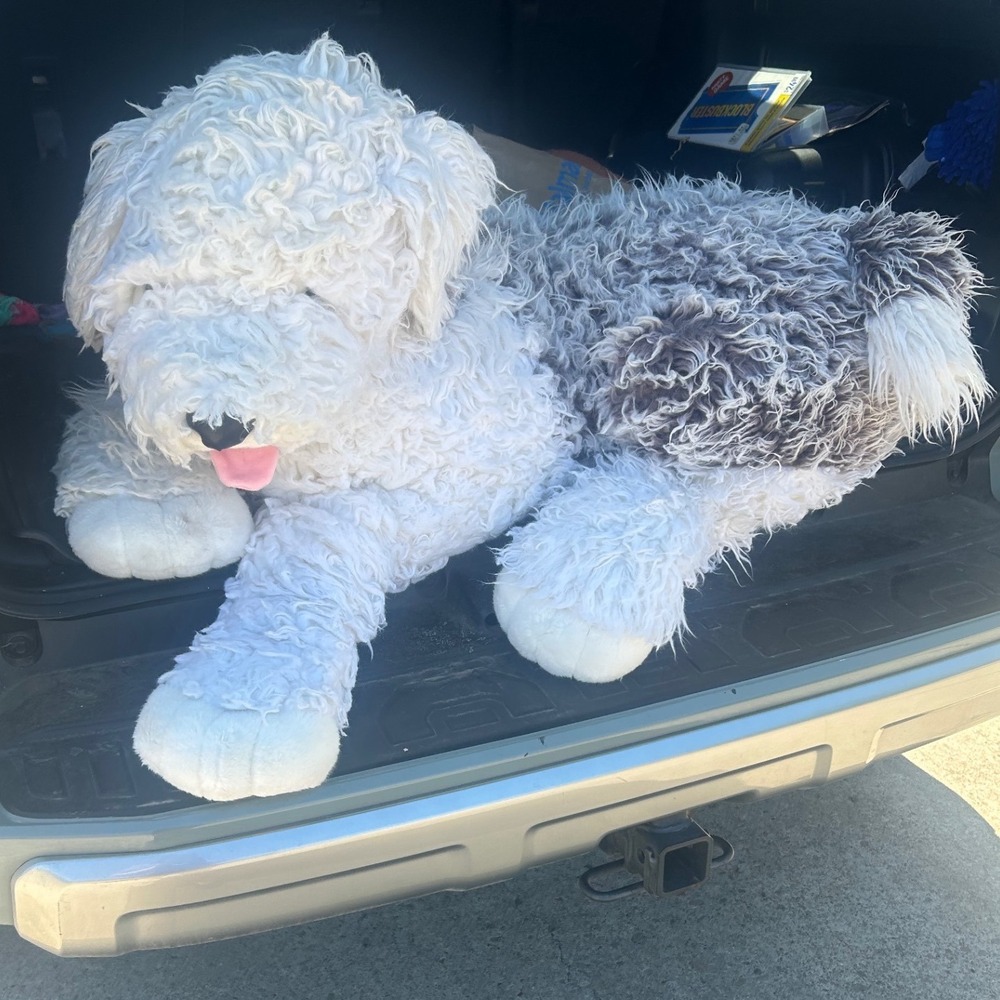 50 in Costco Giant Old English Sheepdog Plush Stuffed Animal White Shaggy Dog